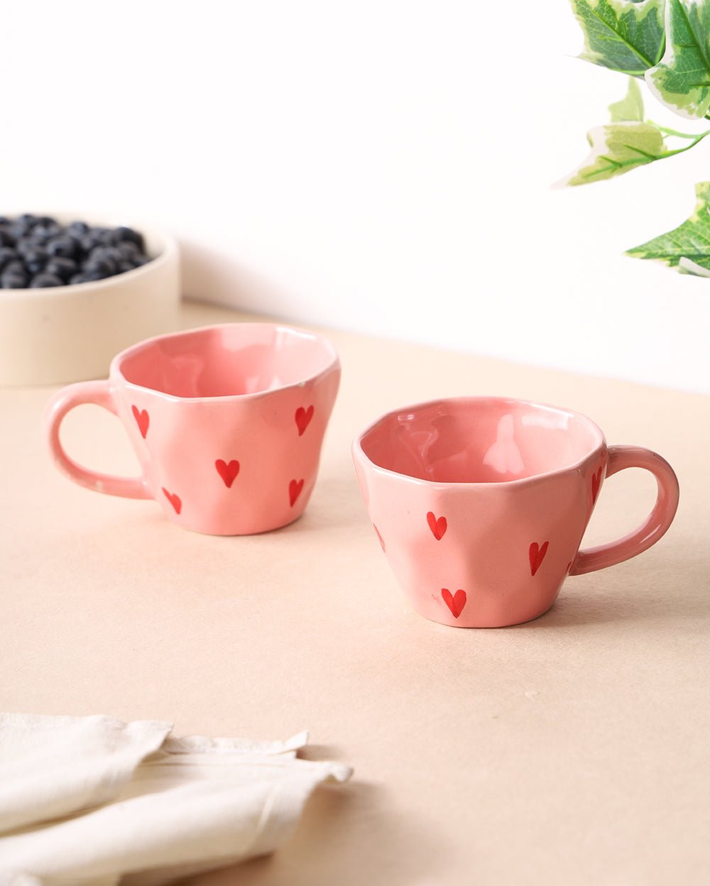 Studio Pottery Berry Heart Cup