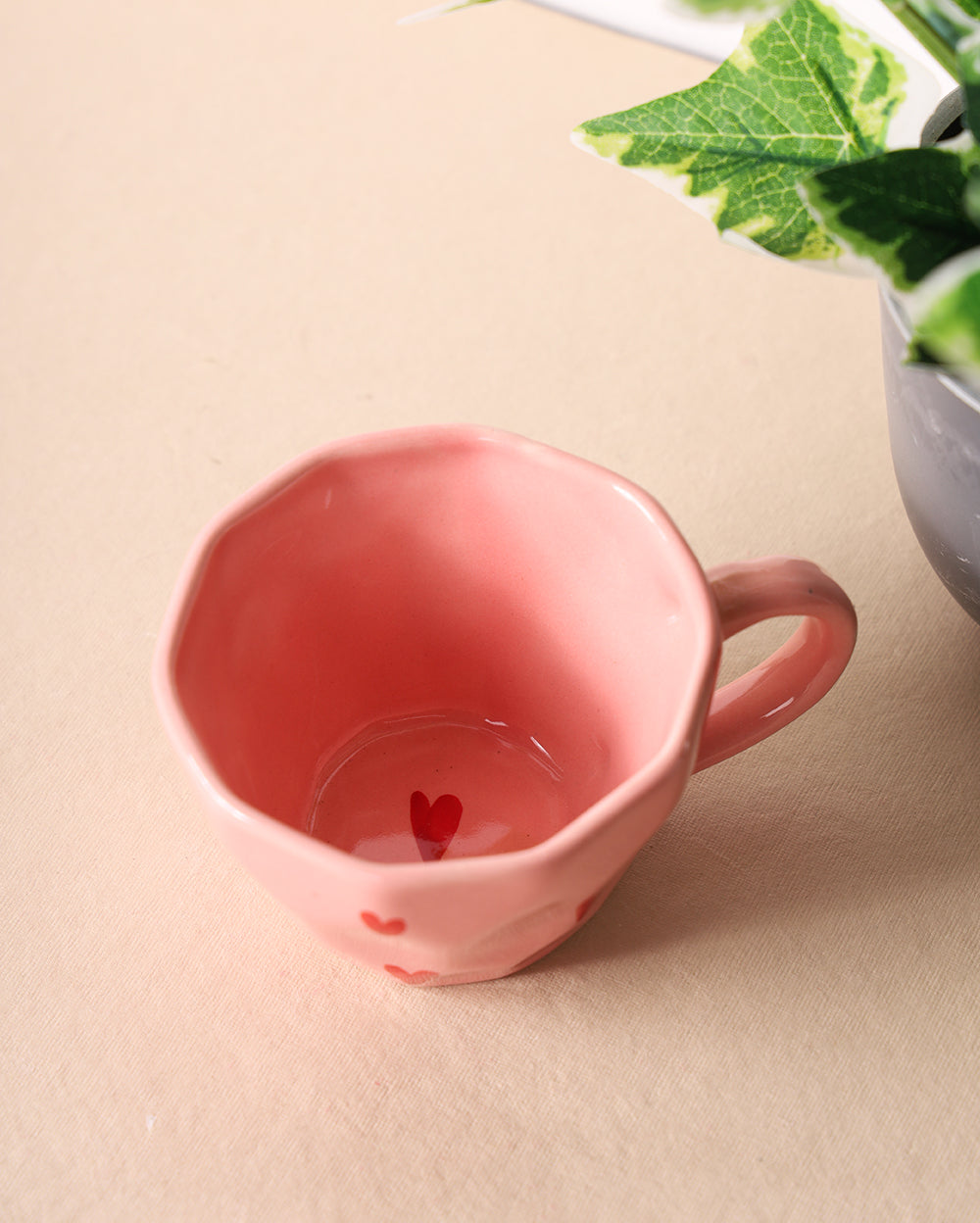 Studio Pottery Berry Heart Cup
