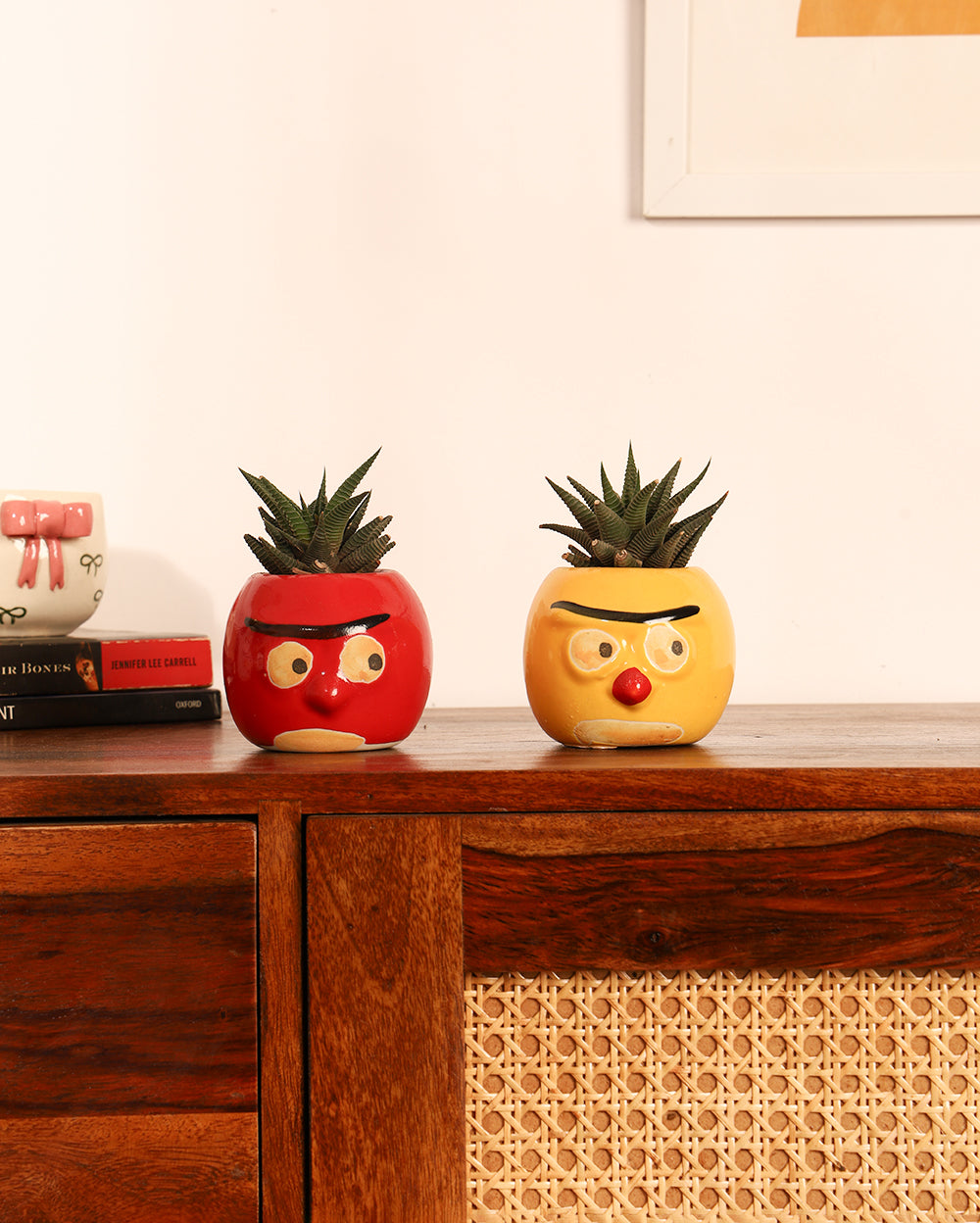 Cute Ceramic Hand-Painted Planter Set of 3 ( Without Plant)