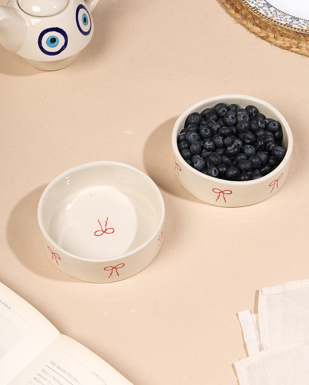 Hand-Painted Boho Aesthetic Flat Bowl – 5.5 inch