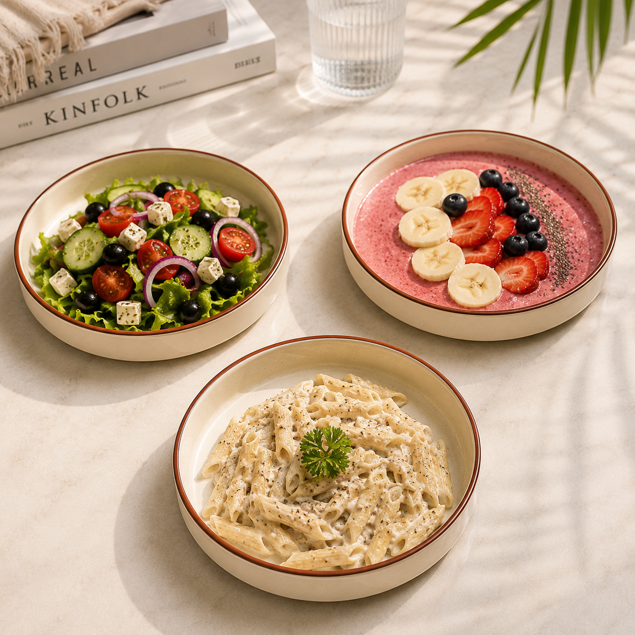 Ceramic Classic Flat Bowl Set of 3