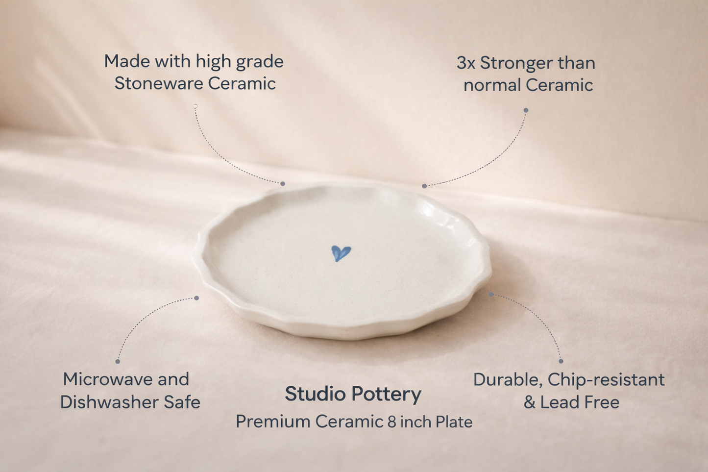 Studio Pottery Hand-Painted Snack Plate 8 inch