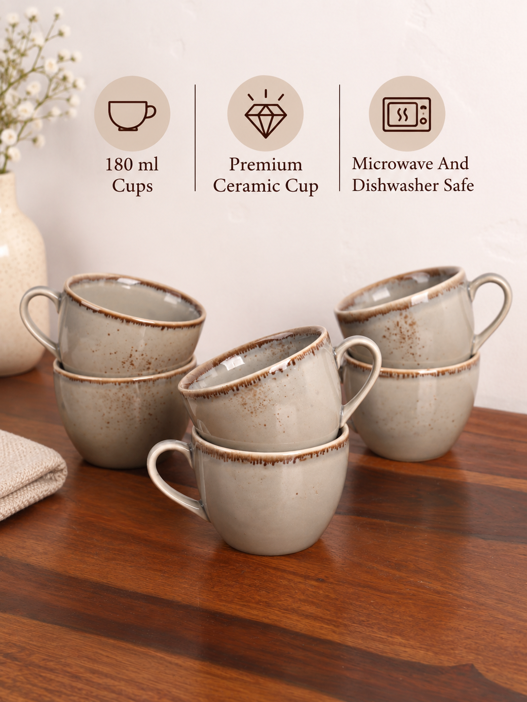Studio Pottery Ceramic Tea Cups Set of 6