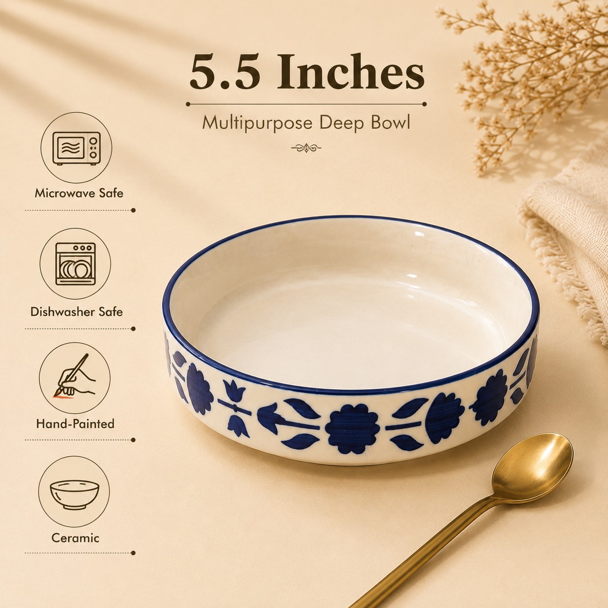 Flo ceramic flat bowl