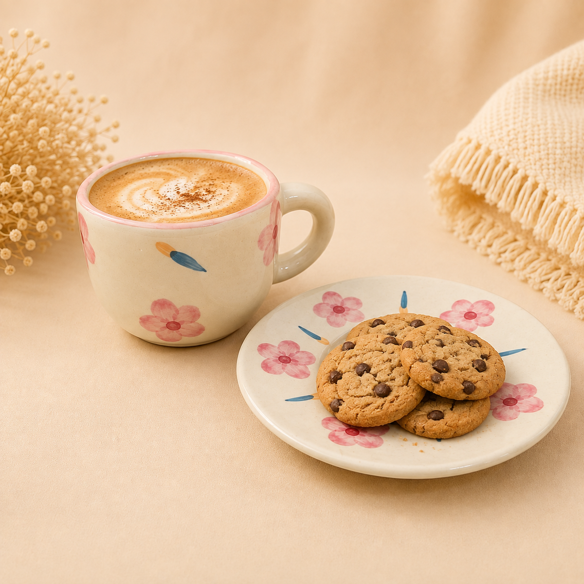 Peony flower mug