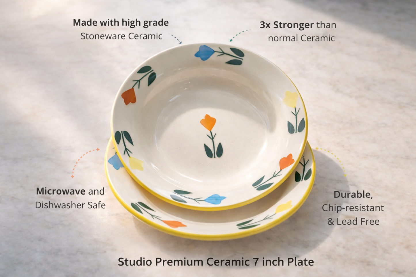 Ceramic Pasta Plate 7 inch Set of 2 ( Microwave Safe )