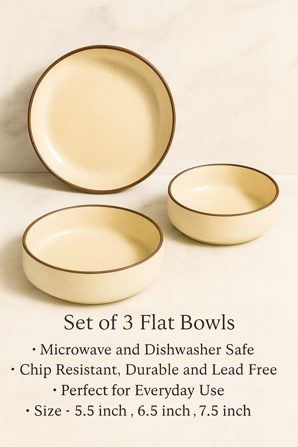 Studio Pottery Flat Bowl Set of 3