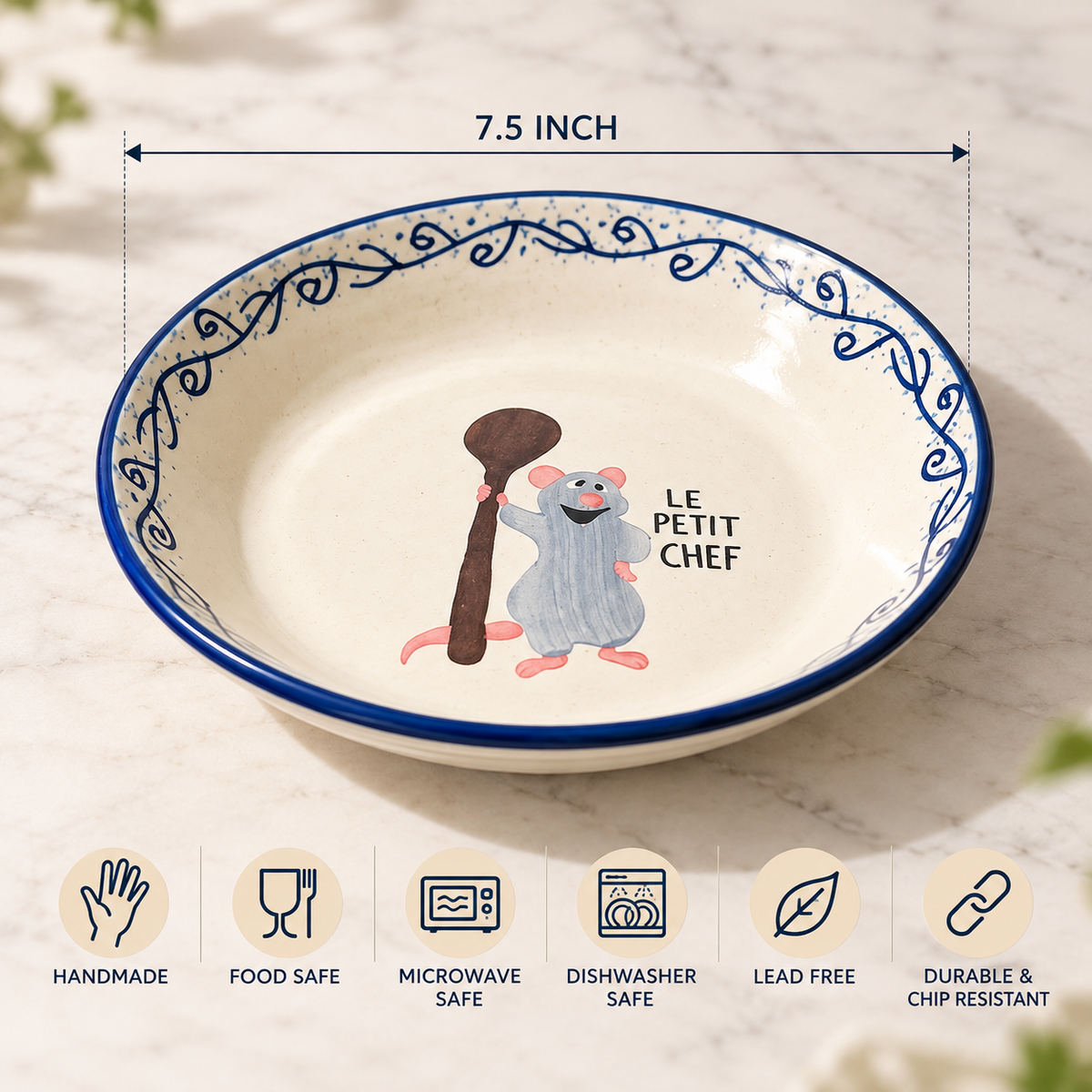 Studio Pottery Pasta Plate 7.5