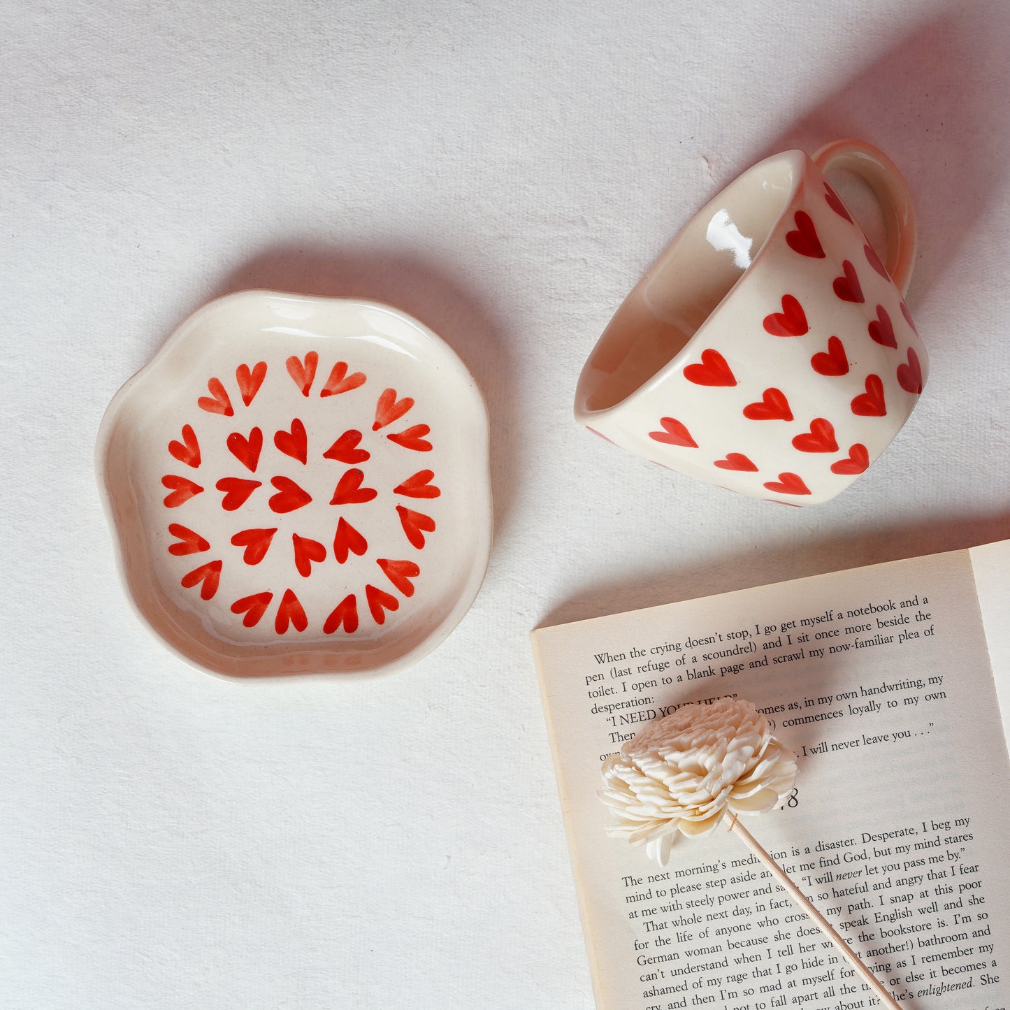 All heart cookie plate & cup