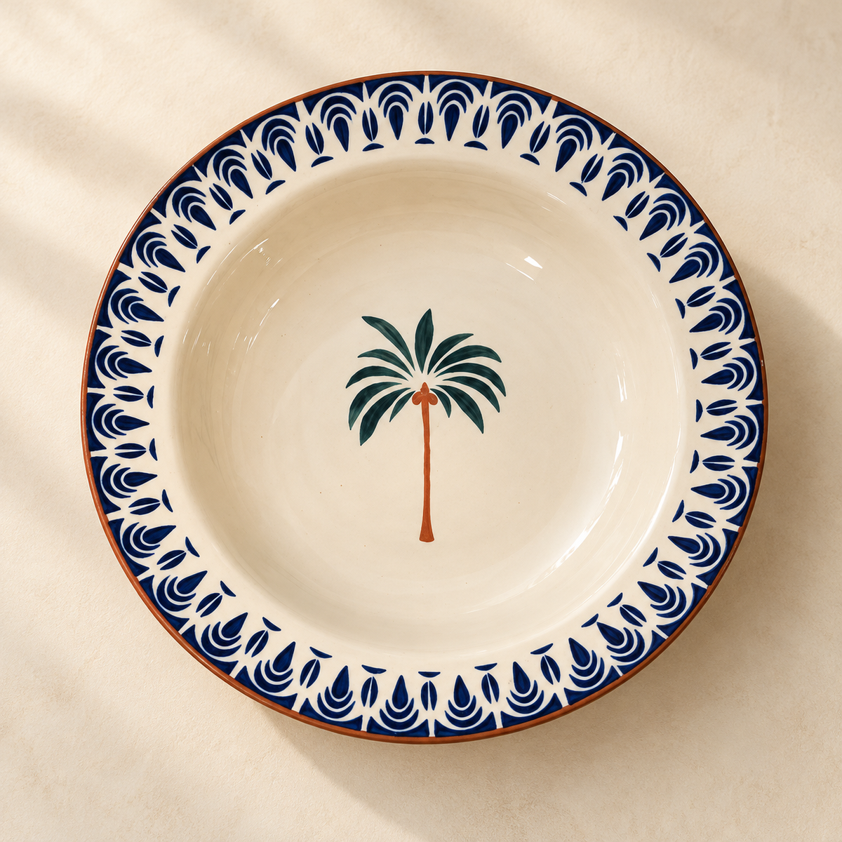 Studio Pottery Moroccan Style Ceramic Pasta Plate 8 inch