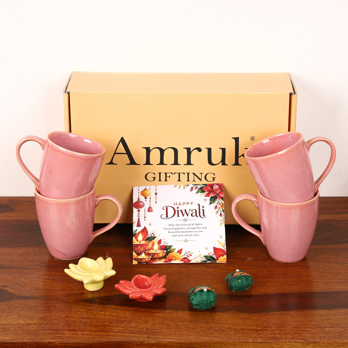 Baby pink coffee cups gift set