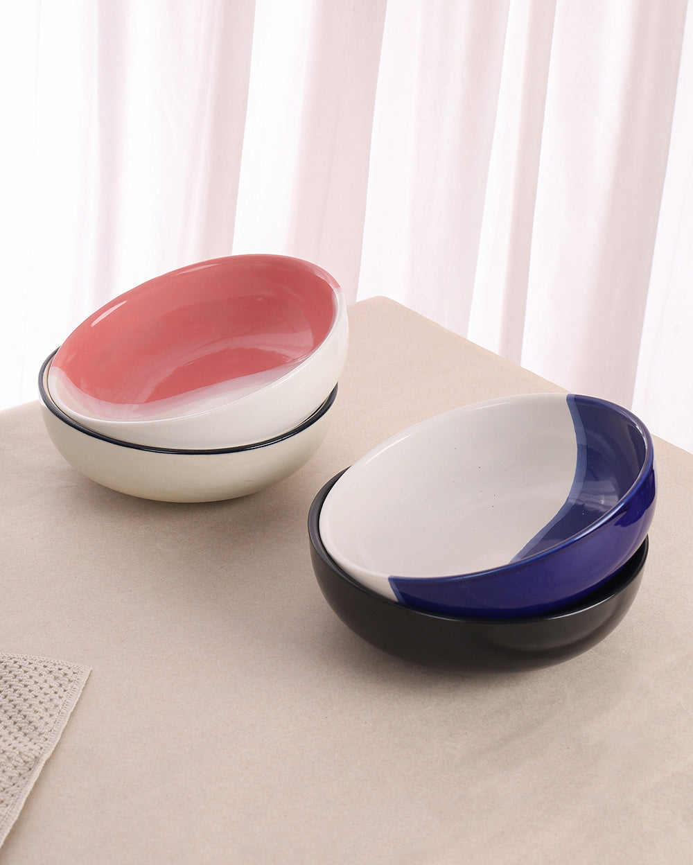 Studio Pottery Big Salad Bowl Set of 4 - 8 inch