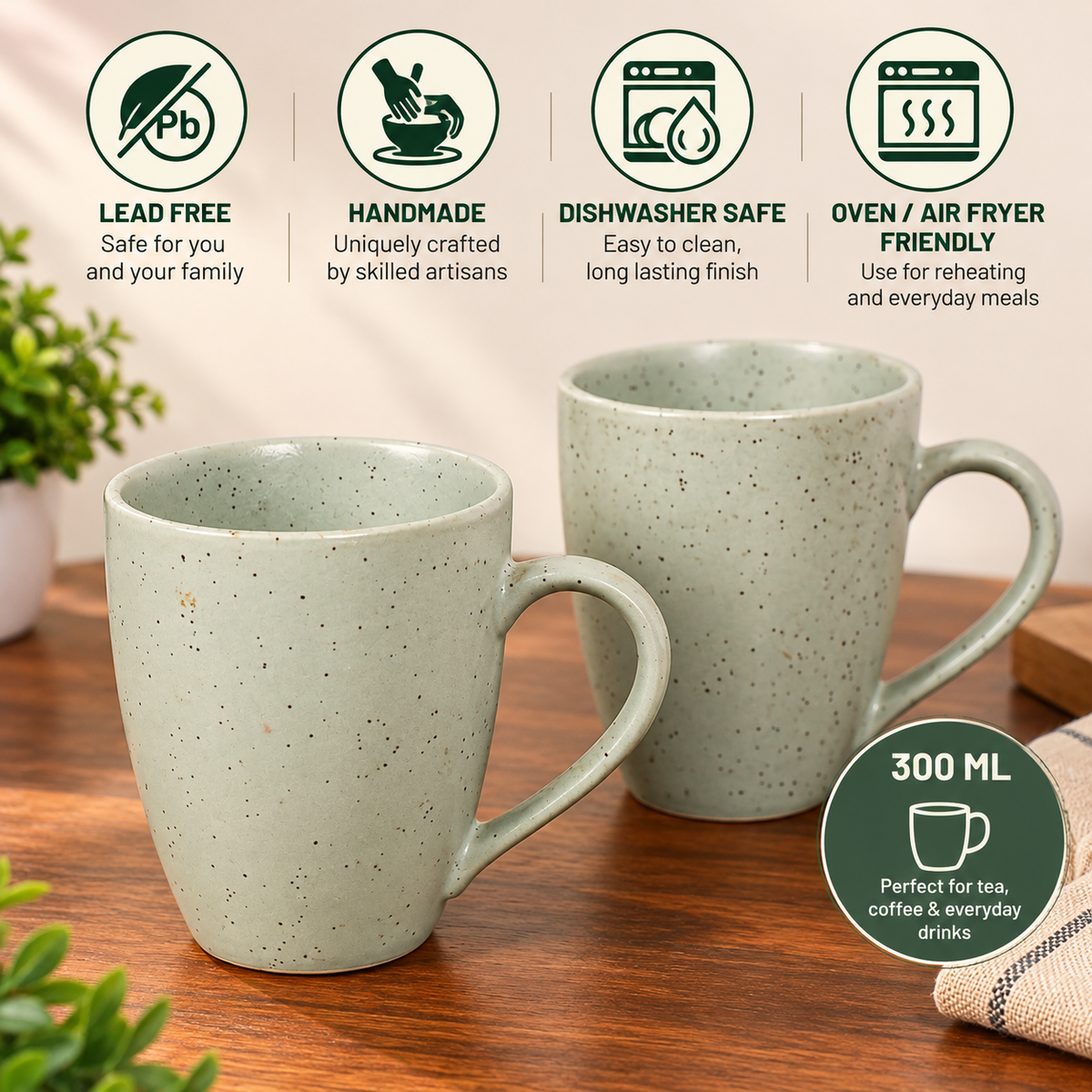 Minty coffee mugs ,Set of 4