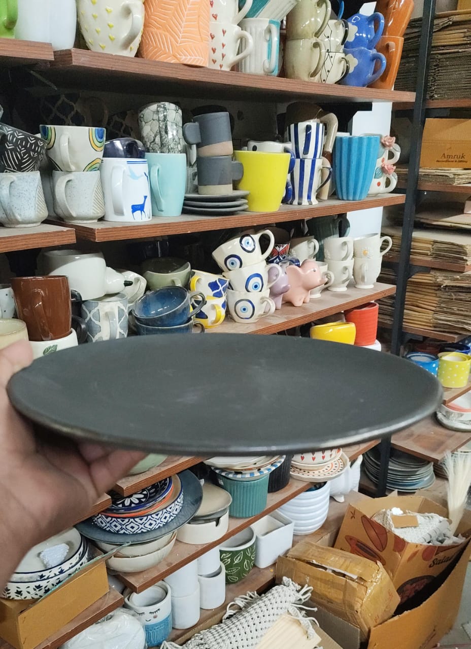 Dark black dinner plate