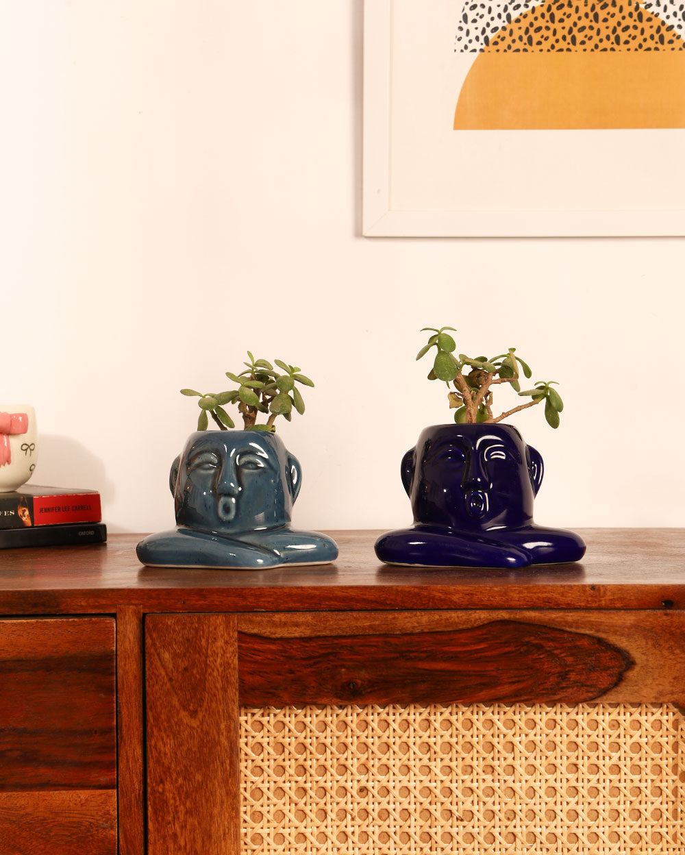 Cute Ceramic Hand-Painted Planter Set of 3 ( Without Plant)