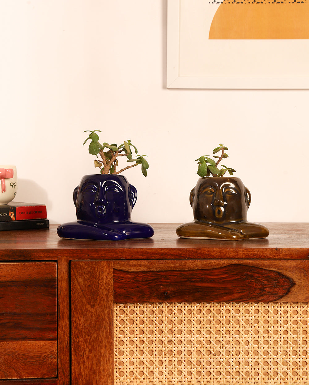 Cute Ceramic Hand-Painted Planter Set of 3 ( Without Plant)