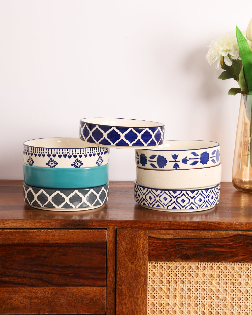 Aesthetic Ceramic Flat Bowl – 5.5 inch
