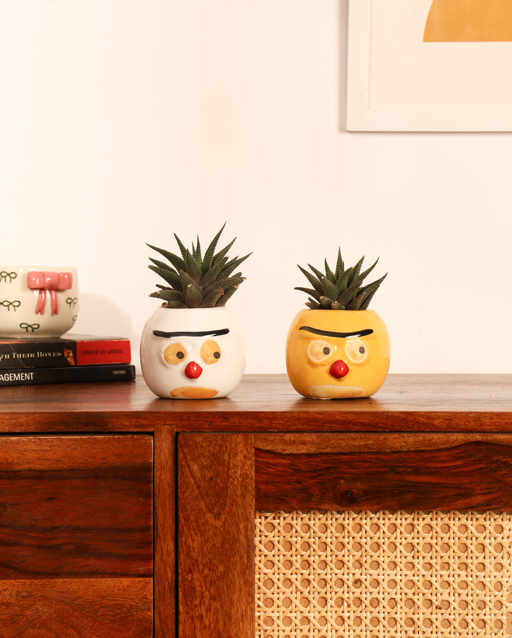 Cute Ceramic Hand-Painted Planter Set of 3 ( Without Plant)