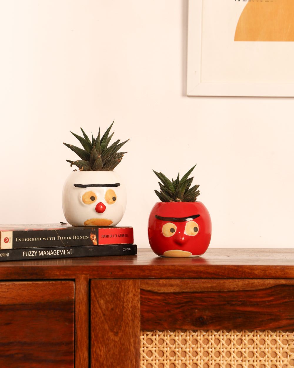 Cute Ceramic Hand-Painted Planter Set of 3 ( Without Plant)