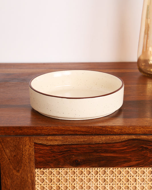 Ceramic Aesthetic Flat Bowl Microwave Safe