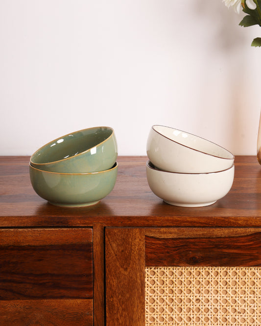 Porcelain Ceramic Serving Bowl Breakage Resistant – Set of 4 ( 5 inch )