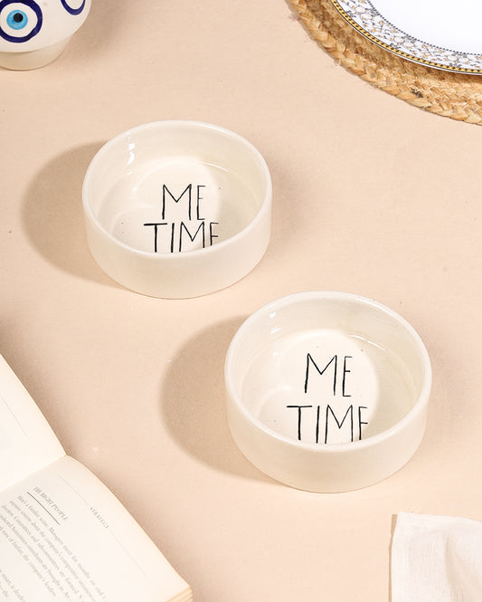 Hand-Painted ME-TIME Aesthetic Flat Bowl – 5.5 inch