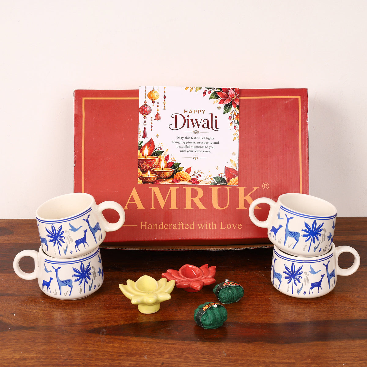 Deer coral mugs gift set