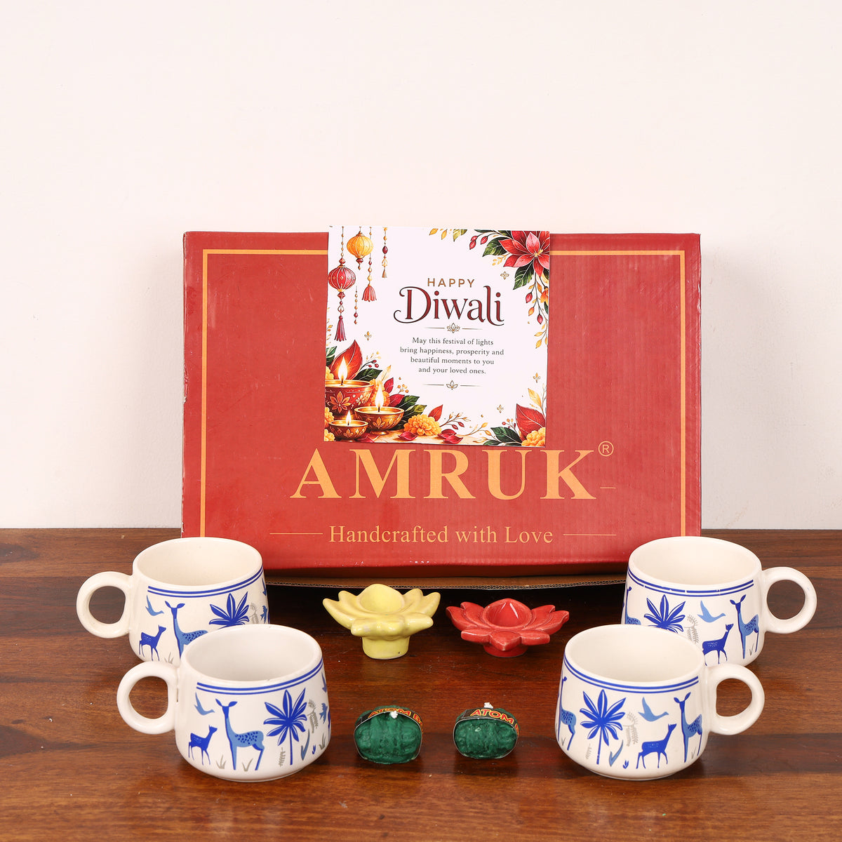 Deer coral mugs gift set