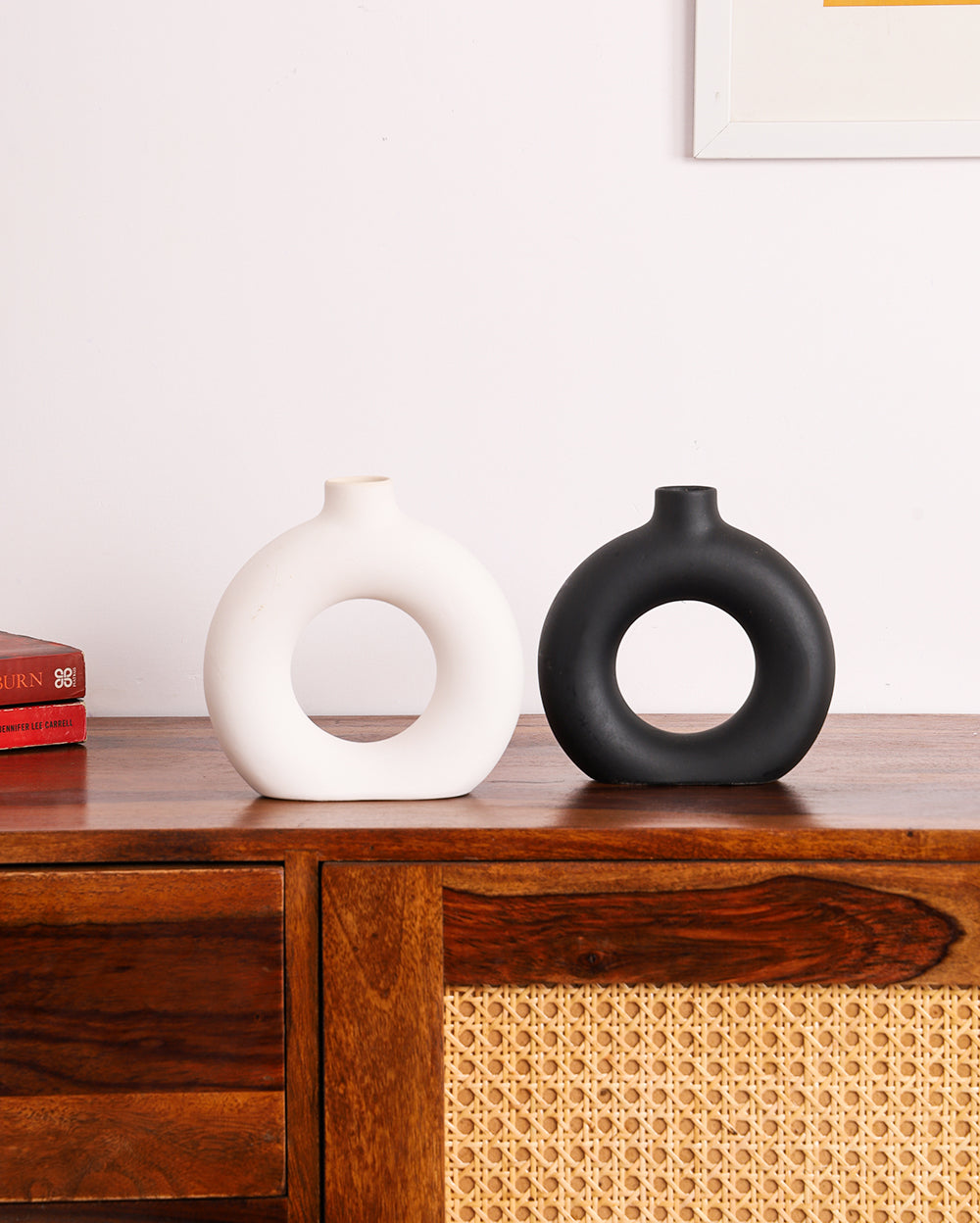 Studio Pottery Ceramic Matte Donut vase Set