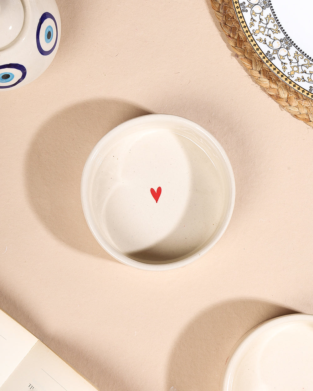 Hand-Painted All Hearts Aesthetic Flat Bowl – 5.5 inch