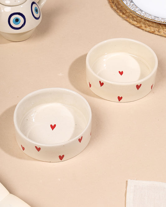 Hand-Painted All Hearts Aesthetic Flat Bowl – 5.5 inch