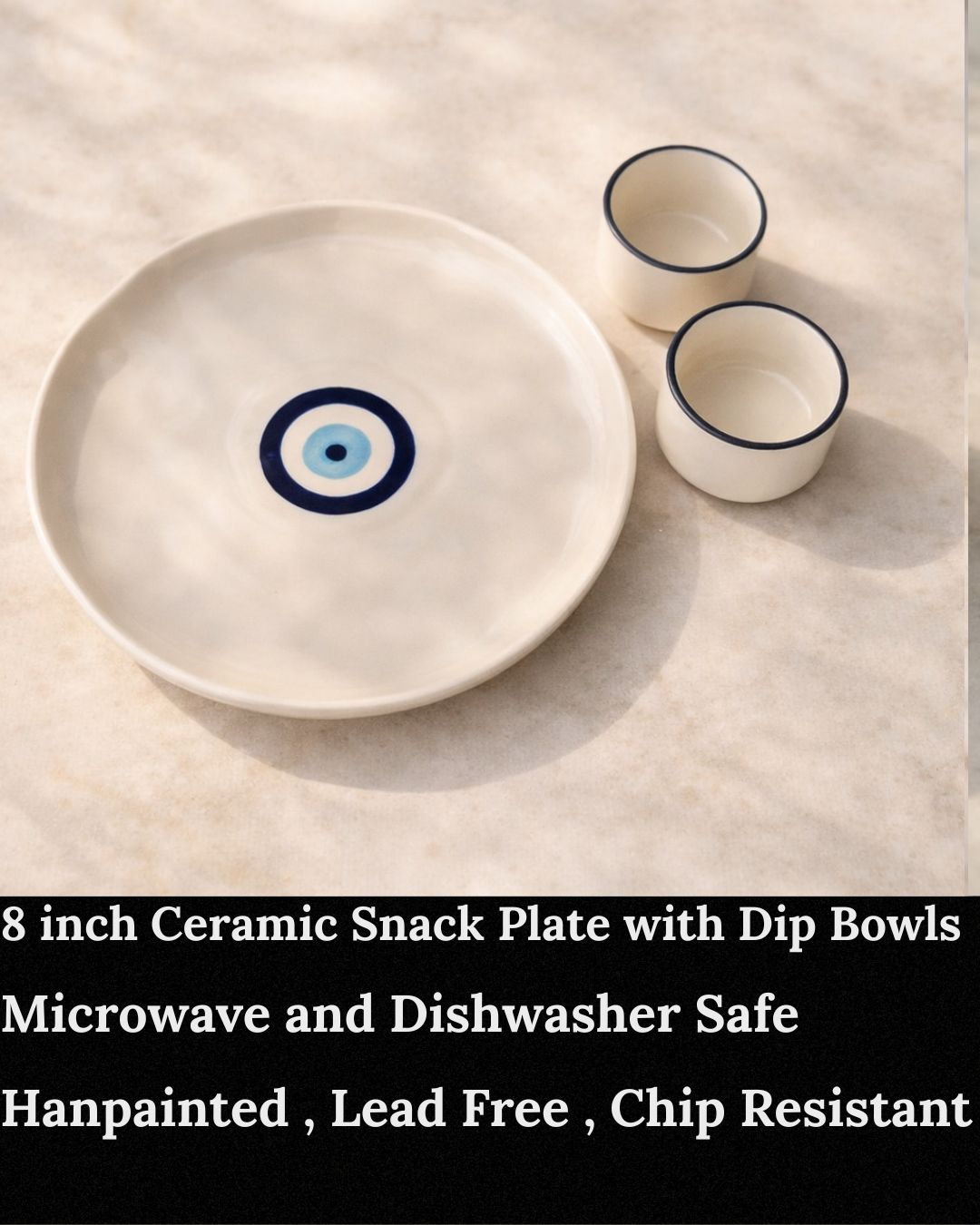 Ceramic Aesthetic Heart Plate with Dip Bowl ( Set of 3 )