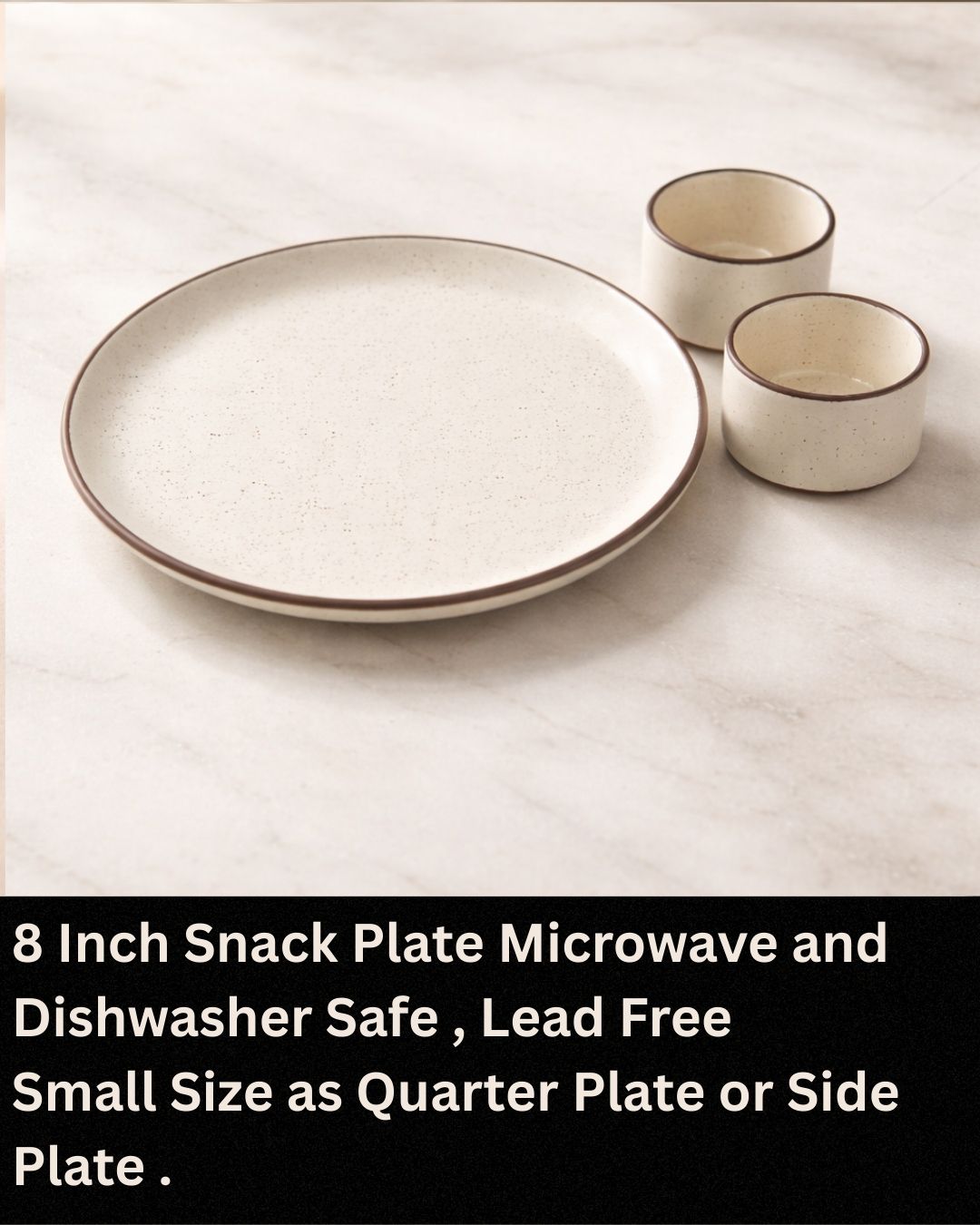 Studio Pottery Snack Plate 8 inch with Dip Bowls