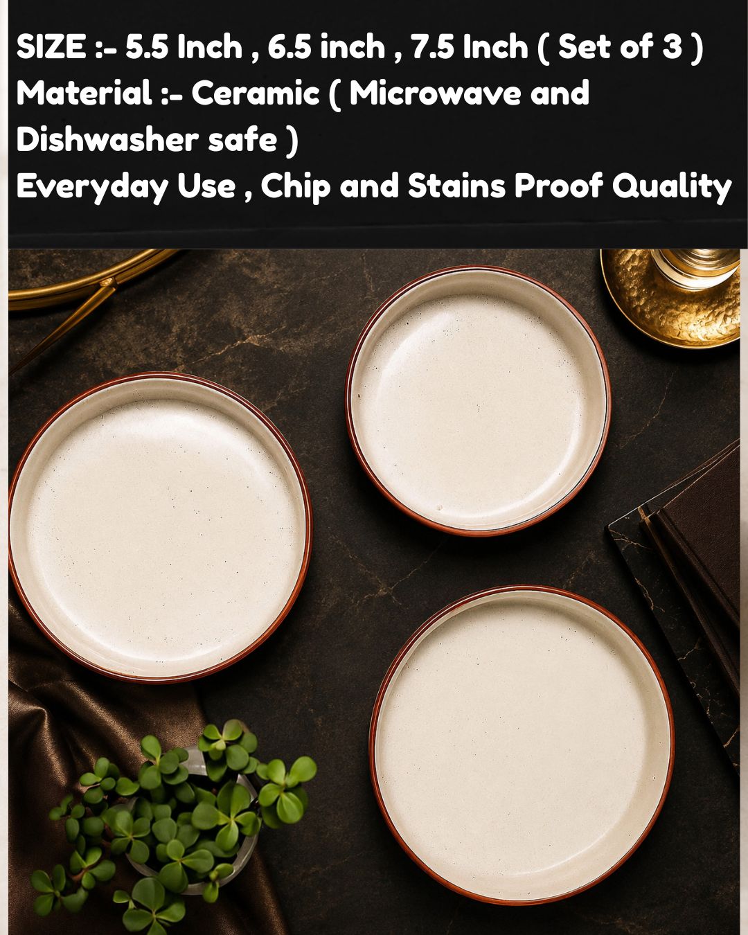 Ceramic Flat Bowl Set of 3