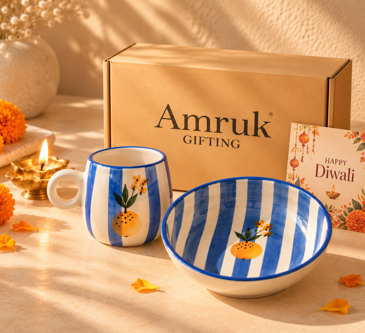 Studio Pottery Mug and Bowl Gift Set ( Microwave Safe )