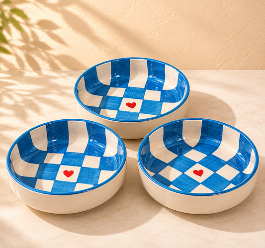 Ceramic Hand Painted Flat Bowl Set of 3