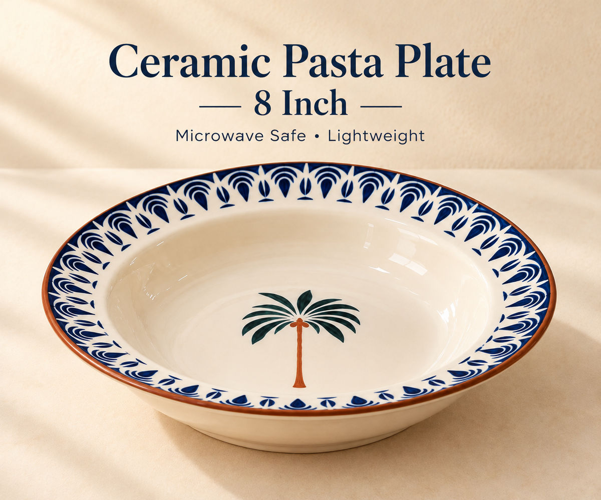 Studio Pottery Moroccan Style Ceramic Pasta Plate 8 inch