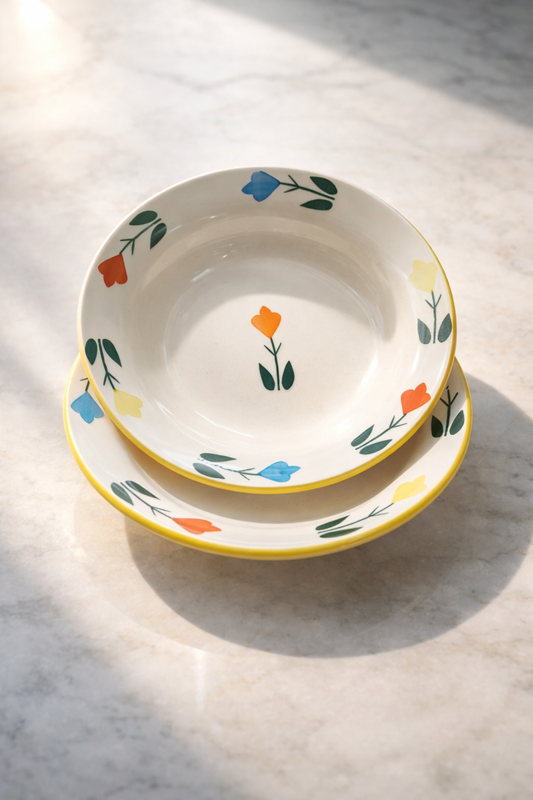 Ceramic Pasta Plate 7 inch Set of 2 ( Microwave Safe )