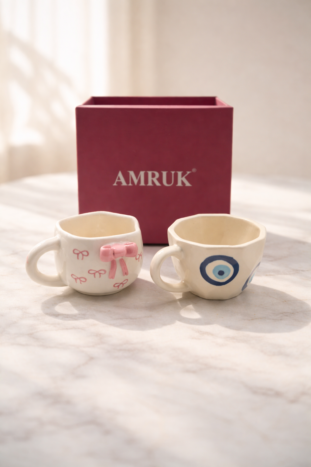 Bow Cup and Evil Eye Cup Set of 2 Gift Box