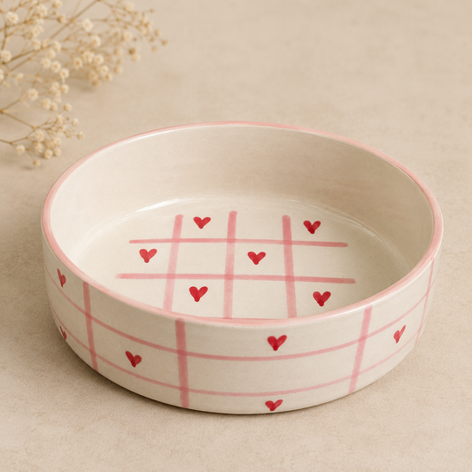 Ceramic Hearts Hand Painted Flat Bowl
