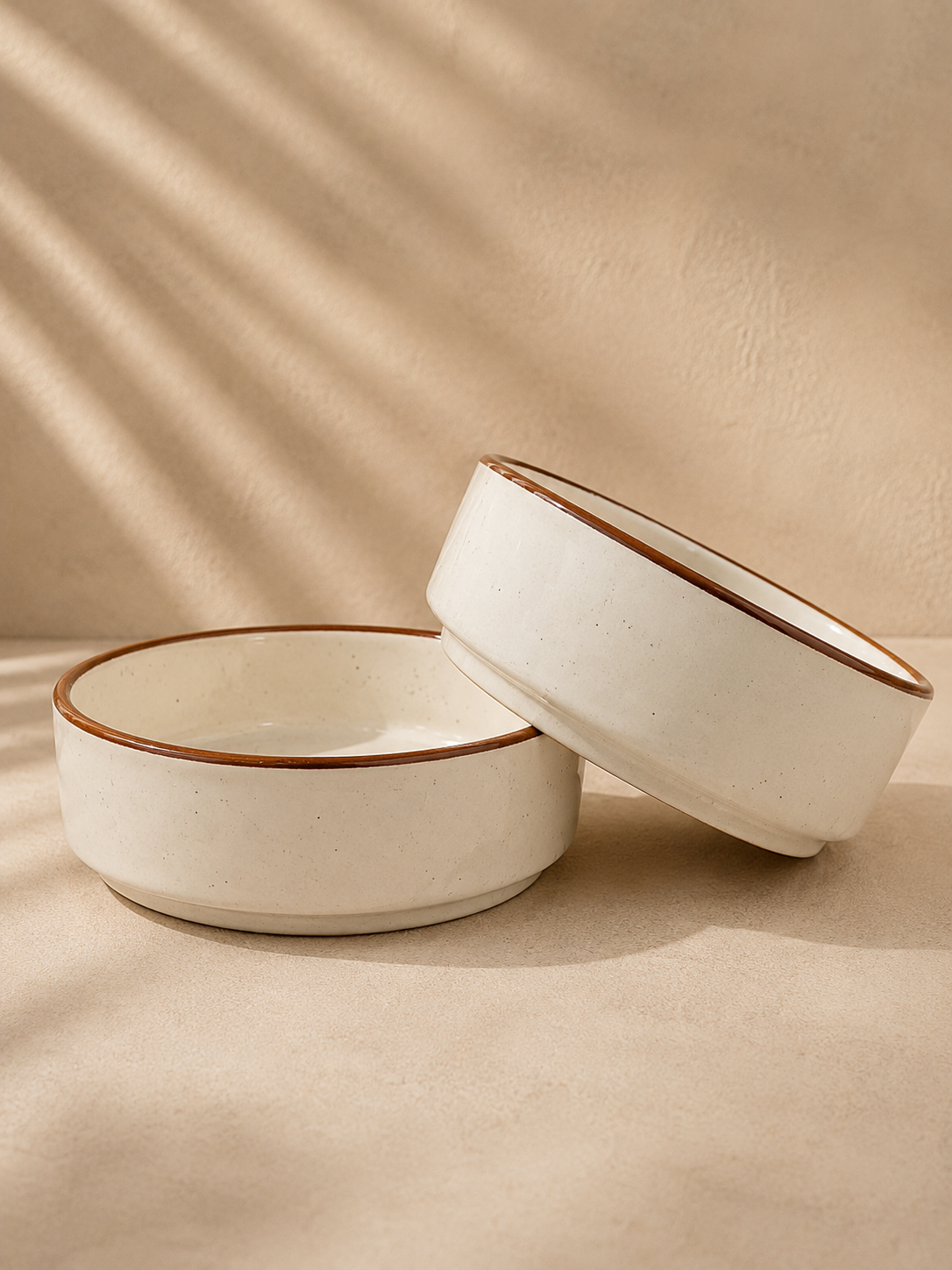 Classic Ceramic Flat Bowl Set of 2