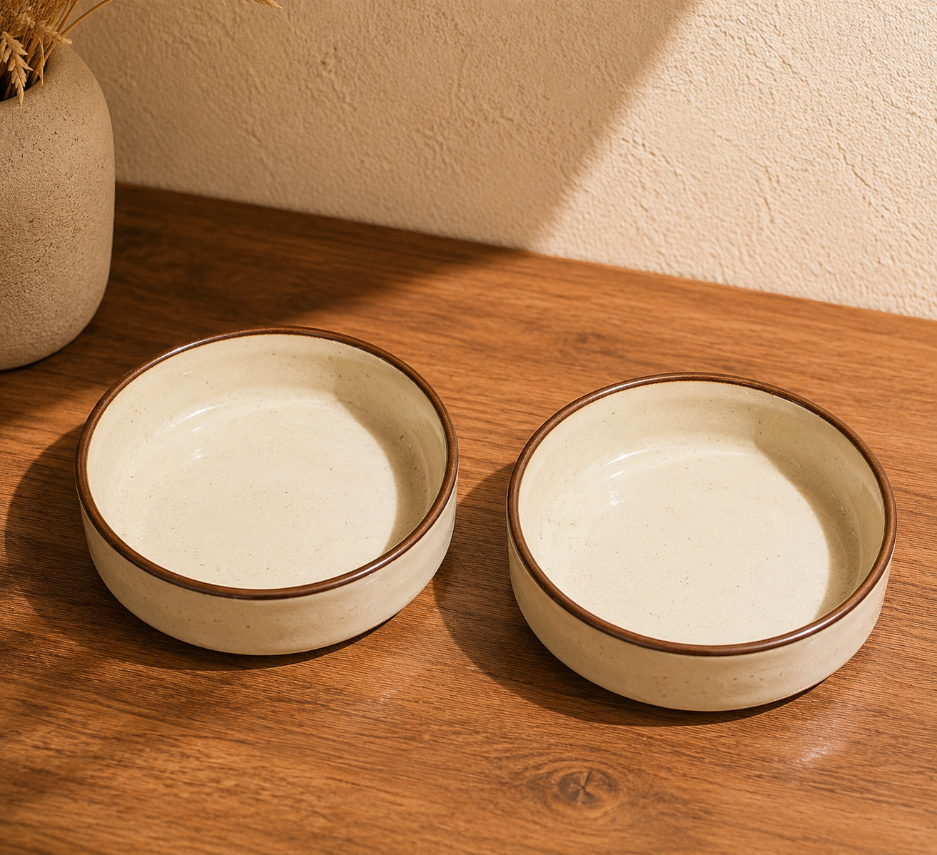 Classic Ceramic Flat Bowl Set of 2