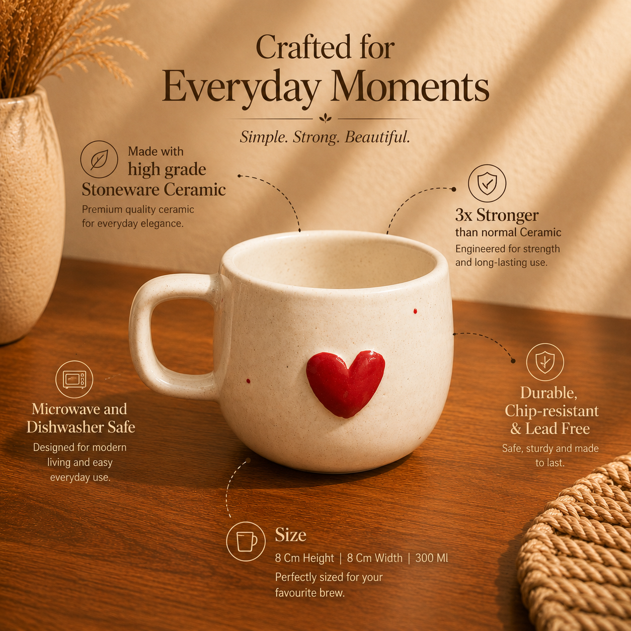 Ceramic Heart Mug 300 Ml