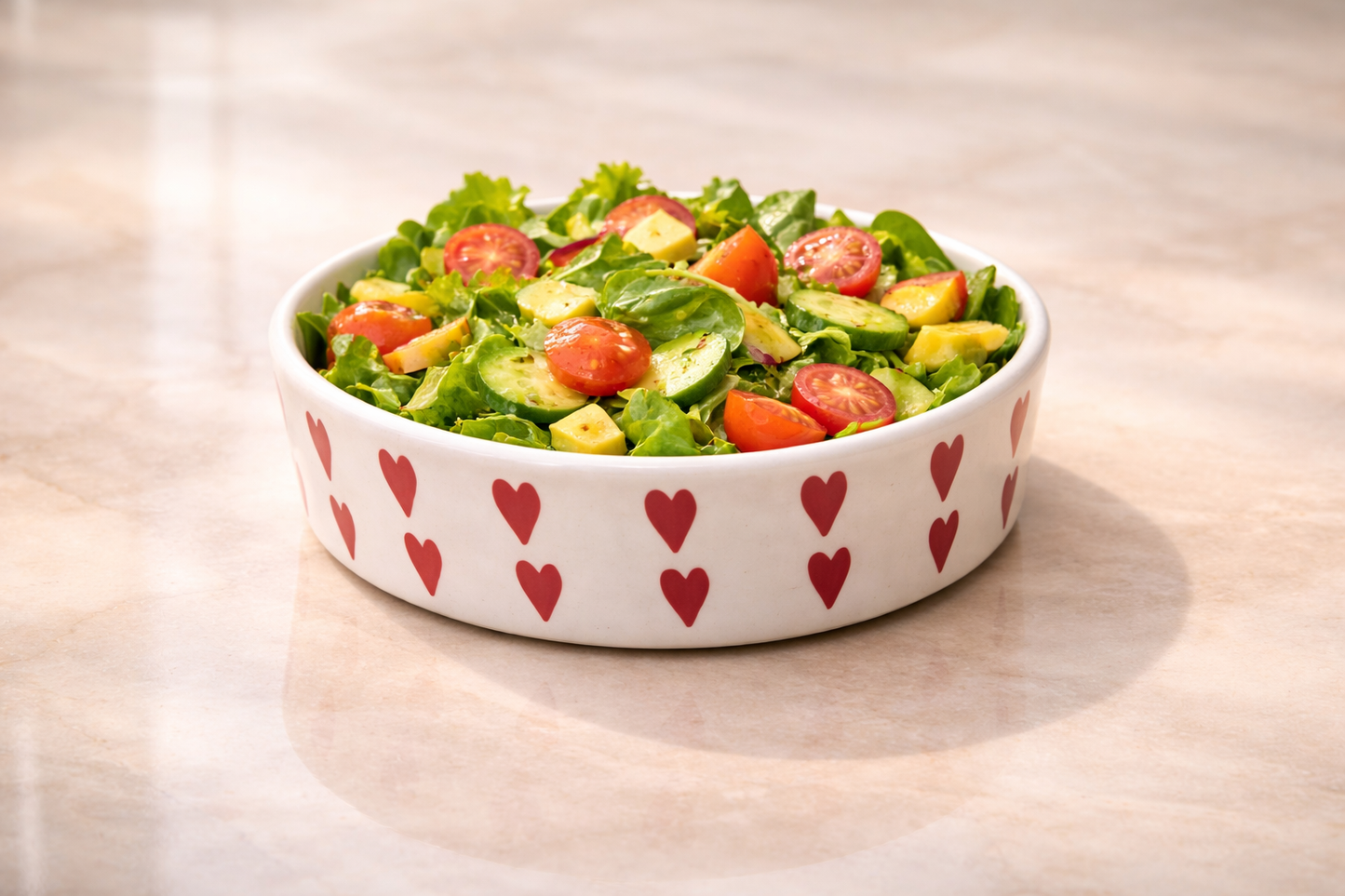 Aesthetic Hearts Ceramic Flat Bowl