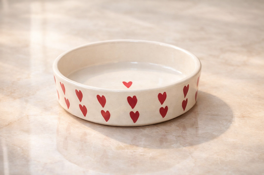 Aesthetic Hearts Ceramic Flat Bowl