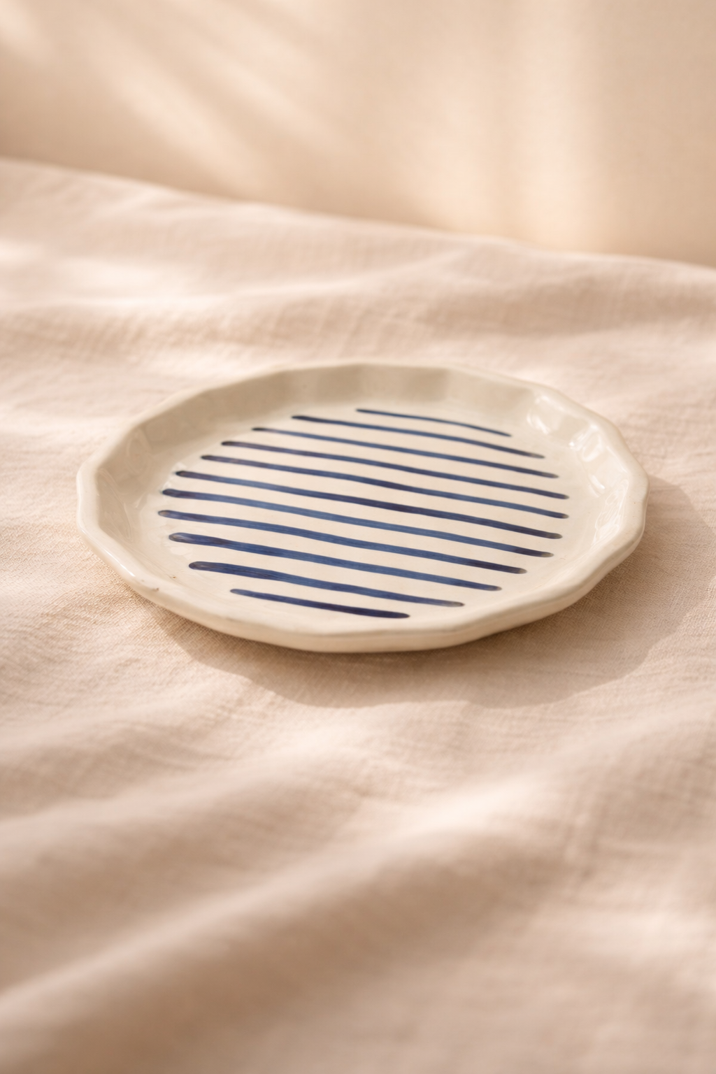Studio Pottery Hand-Painted Snack Plate 8 inch