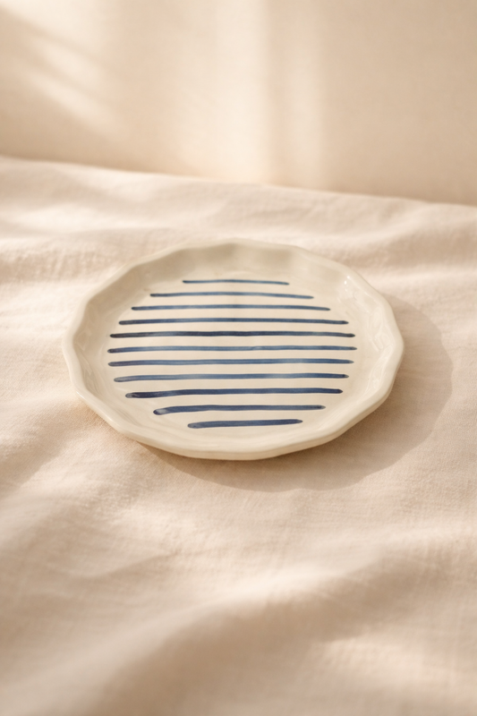 Studio Pottery Hand-Painted Snack Plate 8 inch