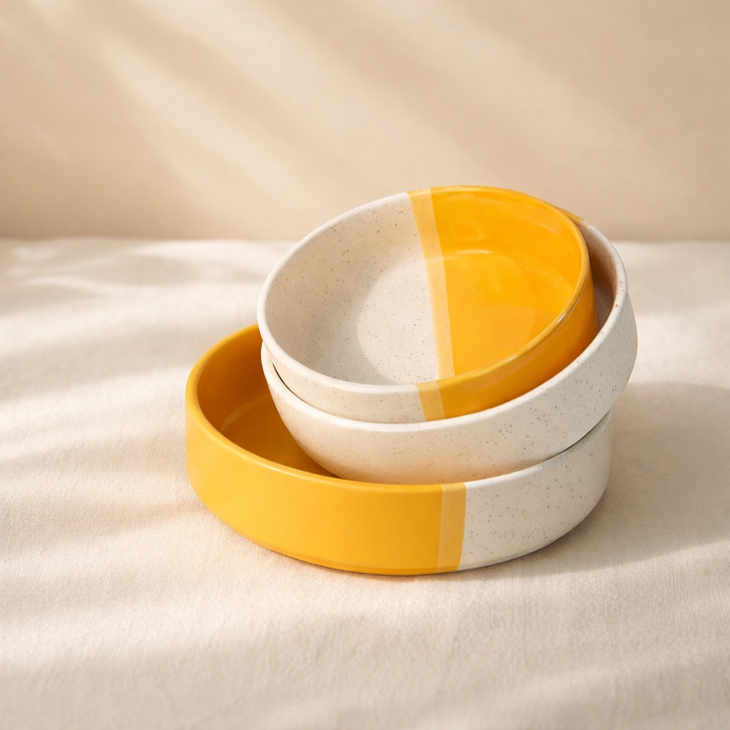 Flat Bowl Set of 3 ( 5.5  , 6.5 , 7.5 inch ) Microwave Safe