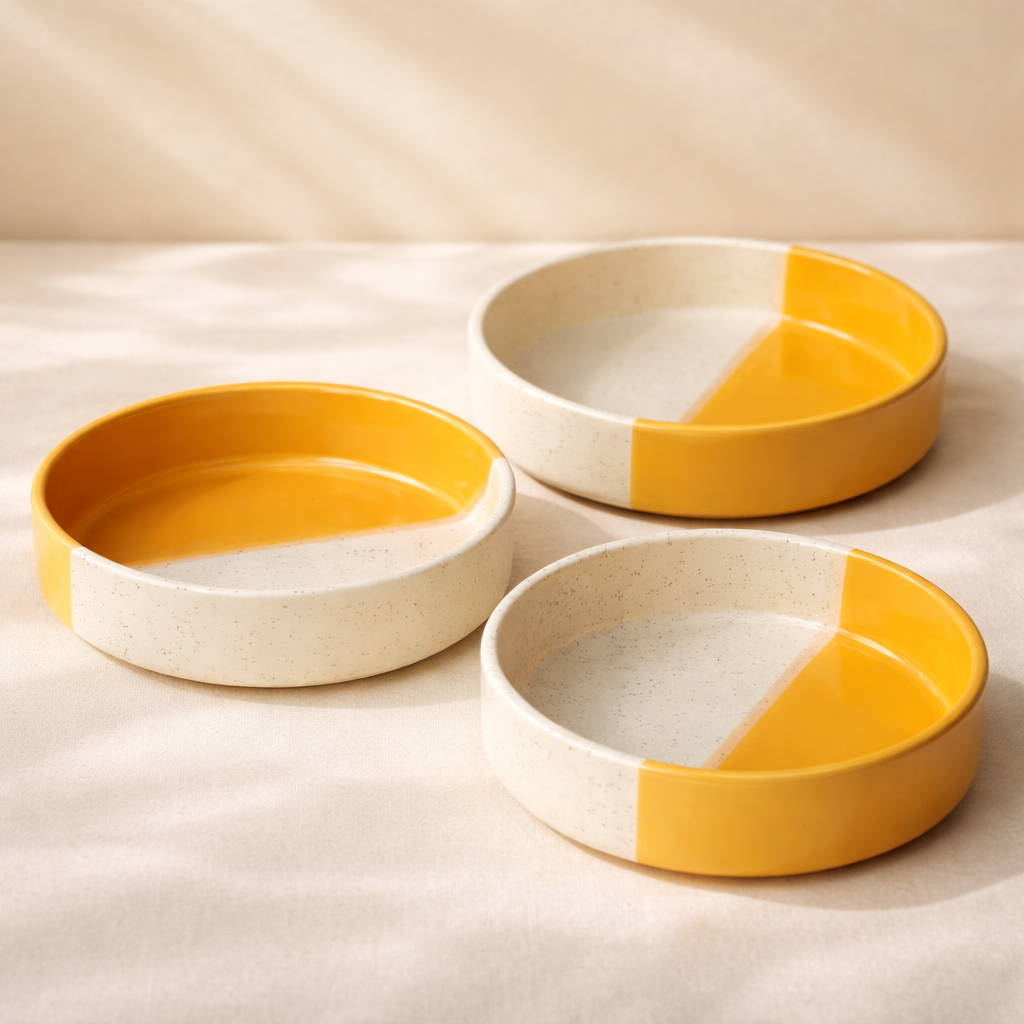 Flat Bowl Set of 3 ( 5.5  , 6.5 , 7.5 inch ) Microwave Safe