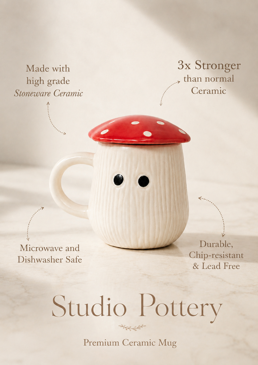 Mush Mushroom Ceramic Mug 300 Ml